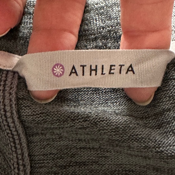 Athleta Long Sleeve Sweatshirt Dress Drawstring Waist Heathered Gray Size Medium - Picture 6 of 8